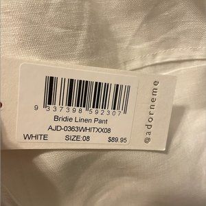 Bridie Linen Pant, white, size 8